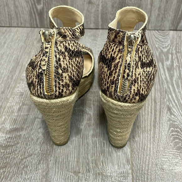 Talbots Kittie3e Espadrille Wedge Sandals Natural Reptile T Strap Ankle 8M - Picture 4 of 14